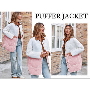NEW Quilted Lightweight Jacket Coat Mid Length Collarless M